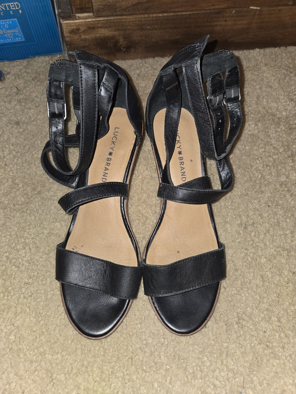Lucky Brand Black Strappy Leather Sandals